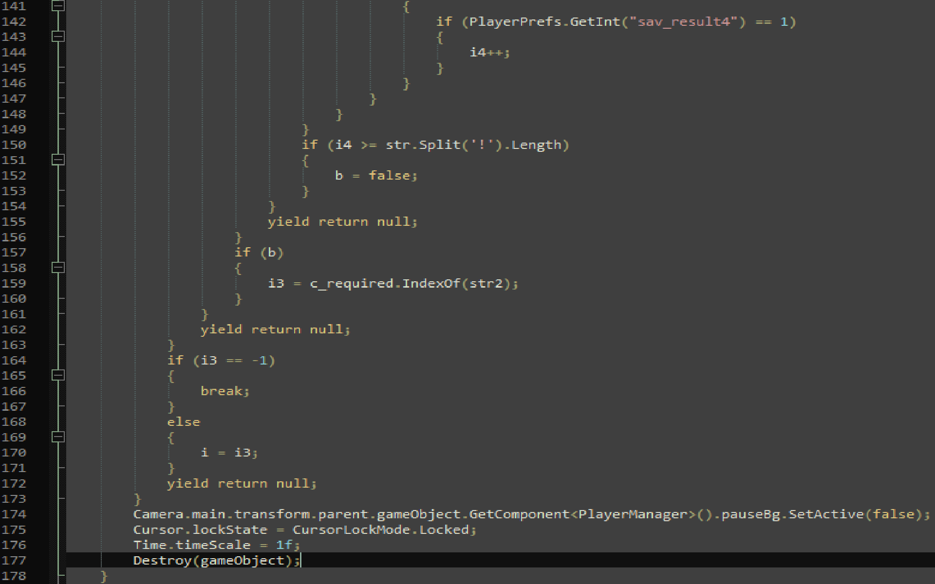 Screenshot of code that runs the dialogue system